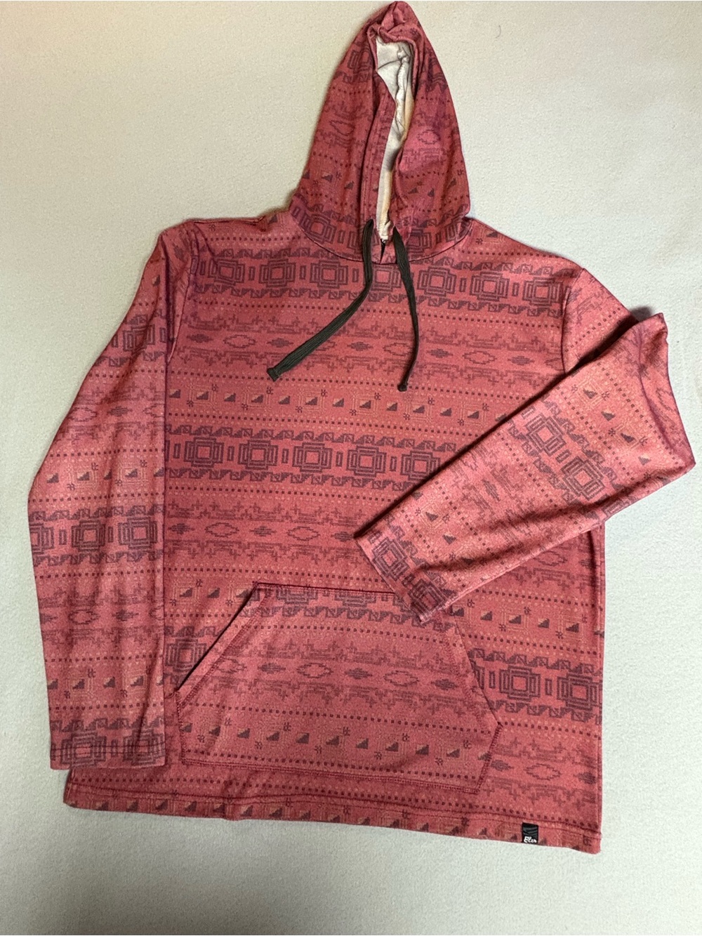 ELXR Quality Brand Men’s Large Pullover Hoodie Red Southwestern Tribal Aztec